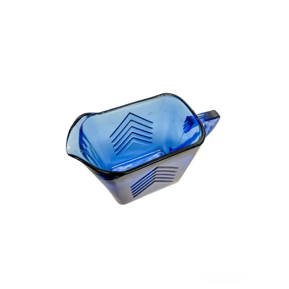 Vintage Hazel Atlas Cobalt Blue Chevron Pattern Creamer Pitcher